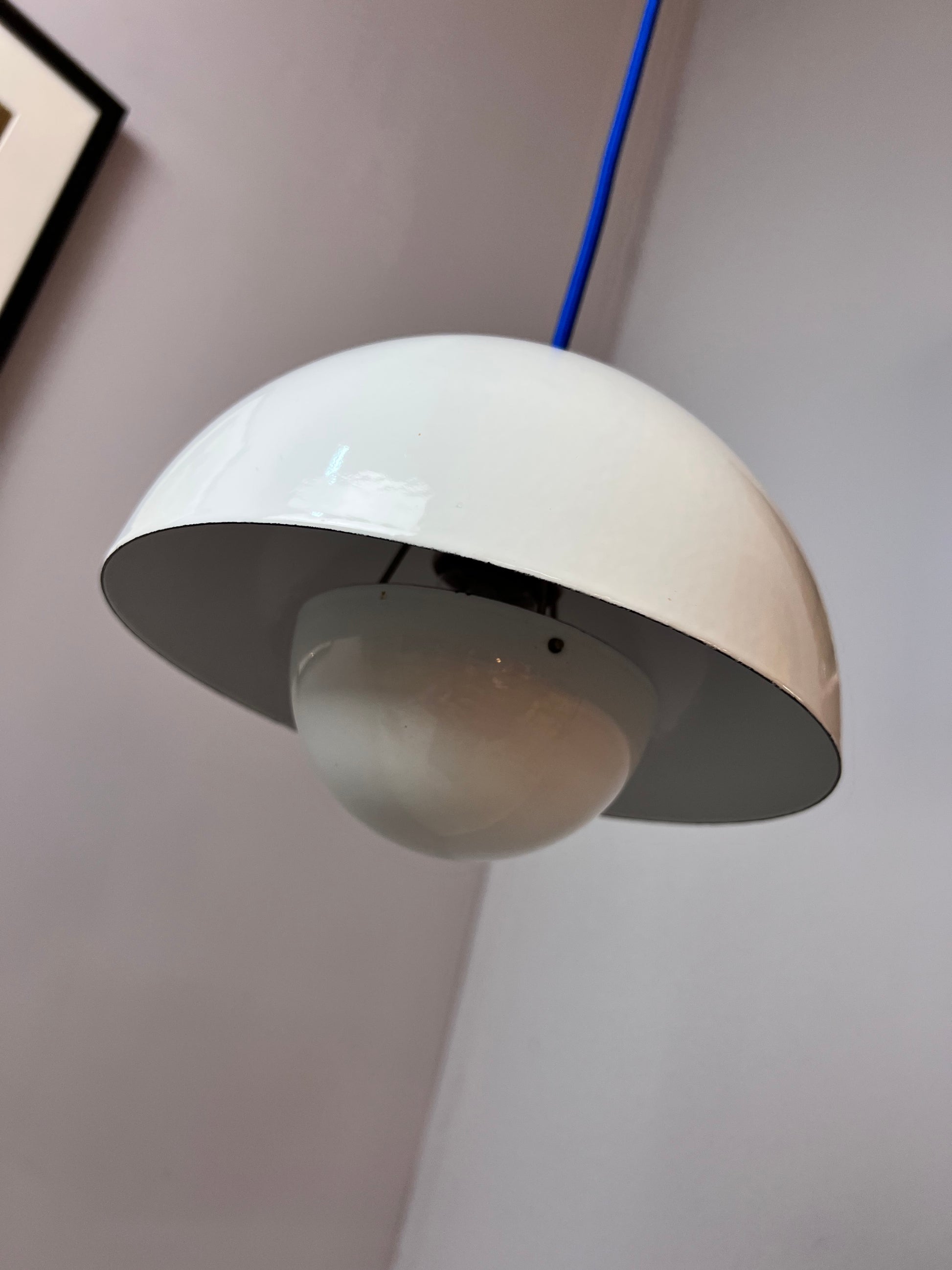 Hängelampe Flowerpot weiß Emaille von Verner Panton für Louis Poulsen