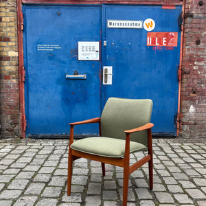 Sessel neu gepolstert grün Teak von Grete Jalk für Glostrup Møbelfabrik