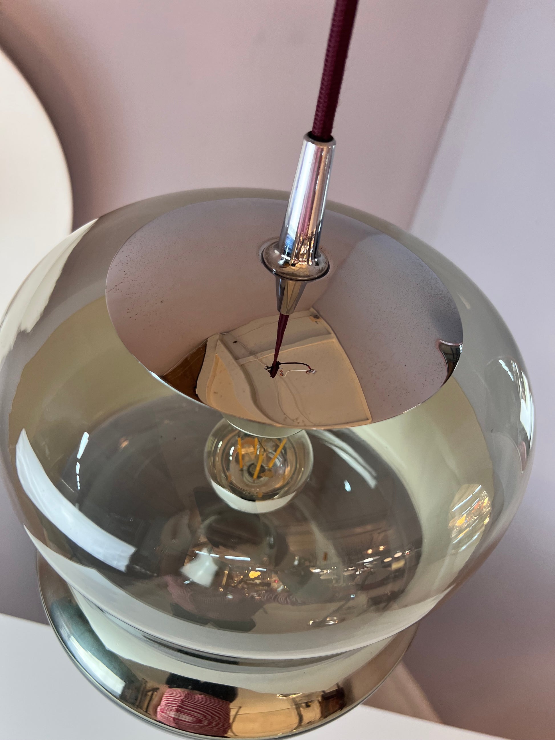 Hängelampe Rauchglas Chrom von Peill & Putzler