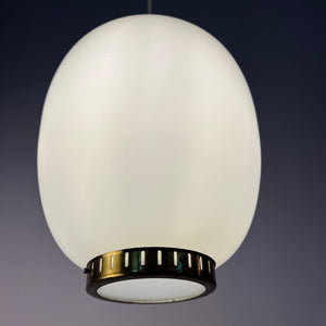 Hängelampe Kina Opalglas Messing von Bent Karlby für Lyfa
