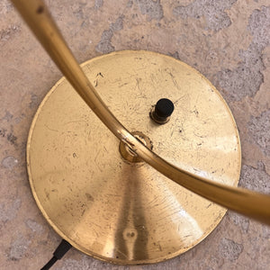 Stehlampe mit zwei Schwanenhalsarmen Messing
