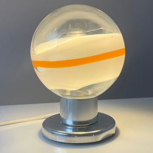 Tischlampe weiß orange Glas Chrom von Doria