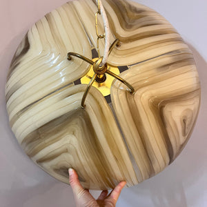 Hängelampe braun Glas Chrom handgearbeitet von Cristallux