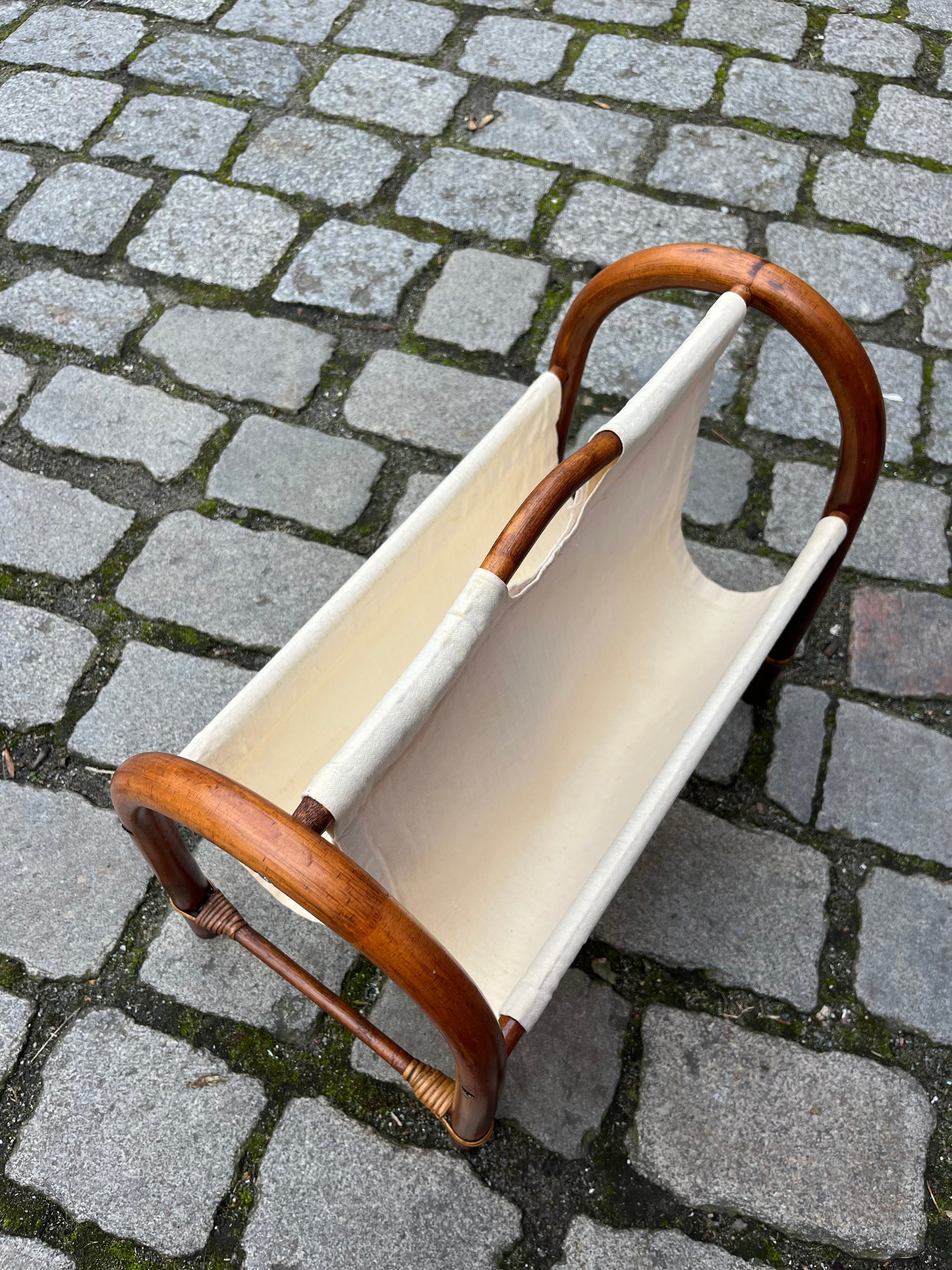 Zeitungsständer creme Bambus Webstoff
