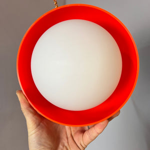 Hängelampe rot weiß Opalglas Kunststoff