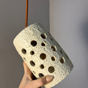 Hängelampe beige Keramik mit Glaseinsatz