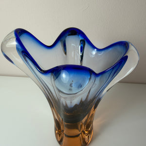 Vase blau Glas von Josef Hospodka für Chřibská Sklárna