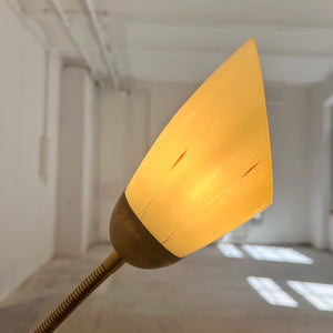Stehlampe mit zwei Schwanenhalsarmen Messing