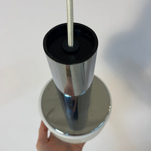 Hängelampe weiß Glas Chrom aus den Niederlanden