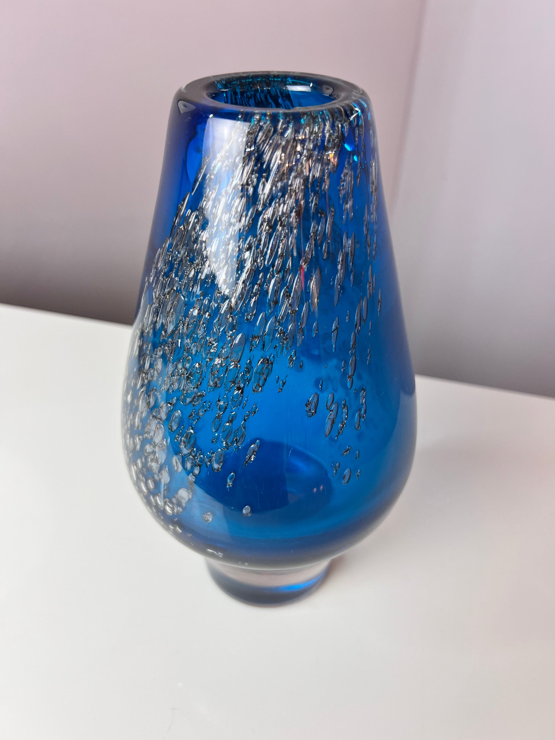 Vase blau Glas von von Heinrich Löffelhardt für Schott Zwiesel