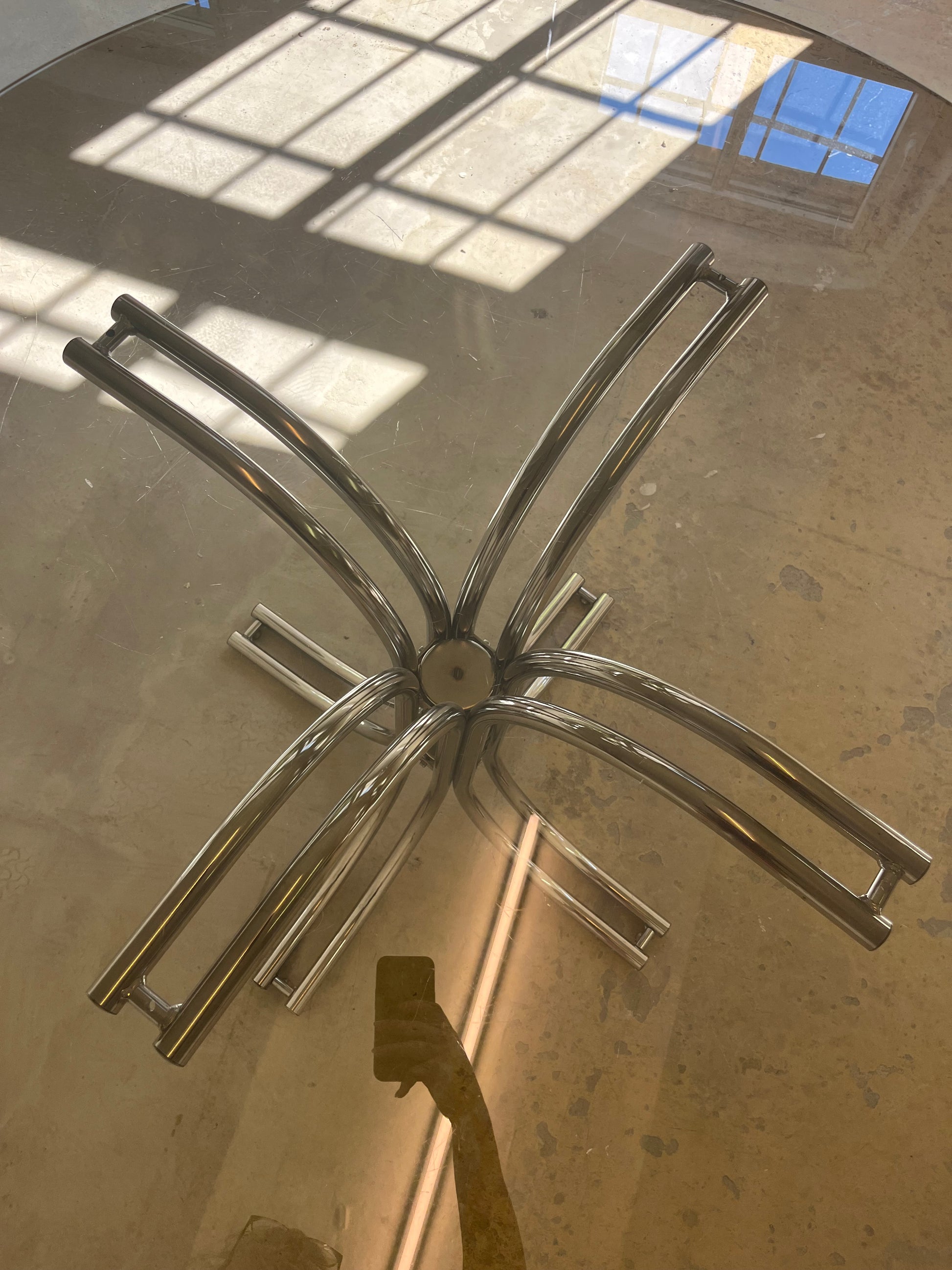 Runder Esstisch Rauchglas Chrom - Standard Gestell
