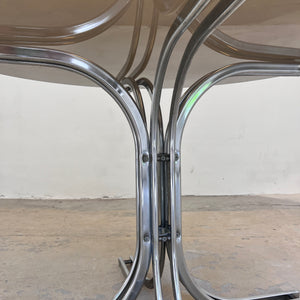 Runder Esstisch Rauchglas & Chrom