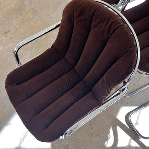 Freischwinger Chrom mit braunem Sitzkissen von Gastone Rinaldi für Rima