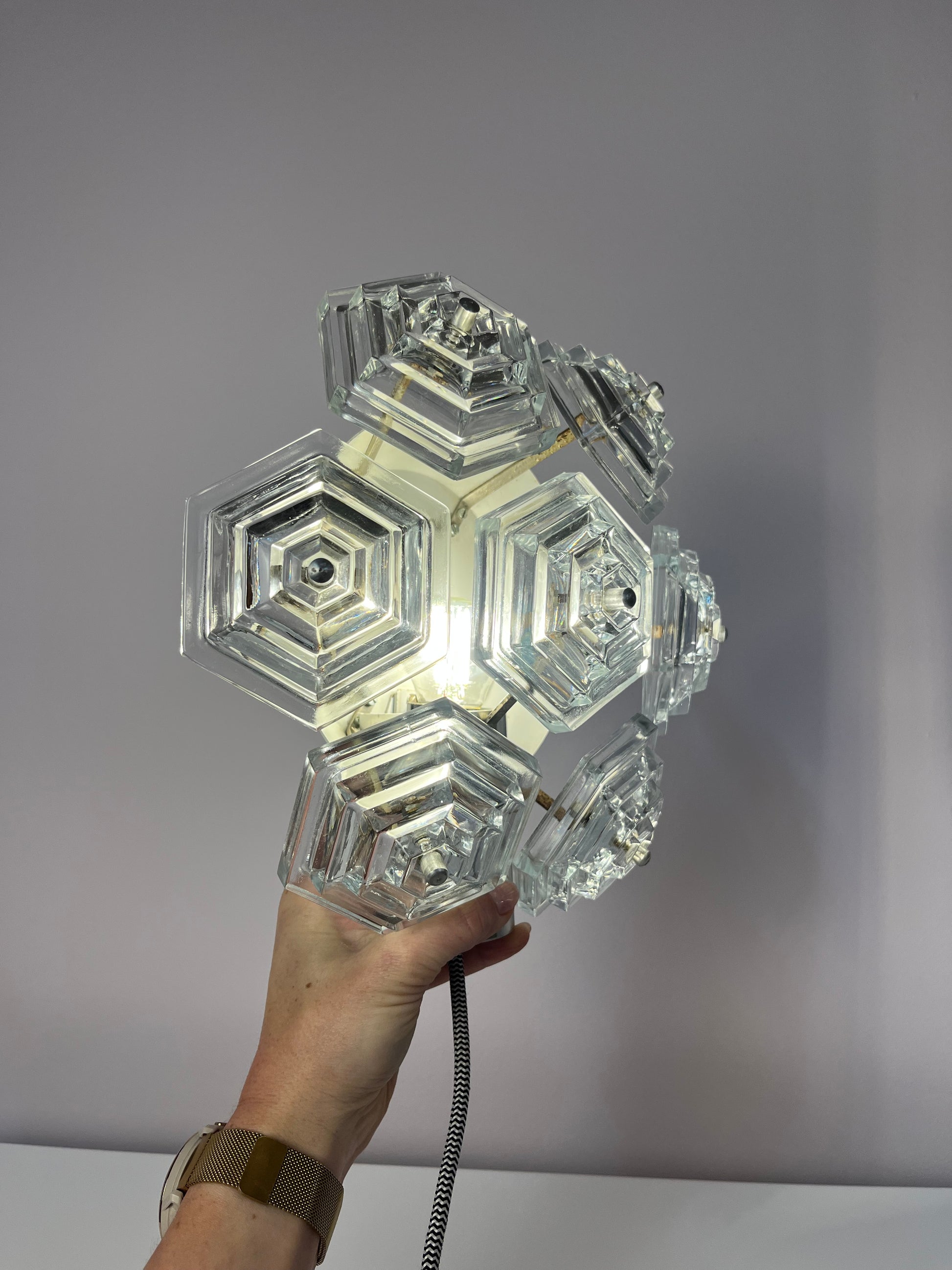 Wandlampe Eiskristall von VEB Kristallleuchtenbau Ebersbach