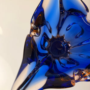Vase kobaltblau Glas von Josef Hospodka für Chřibská Sklárna
