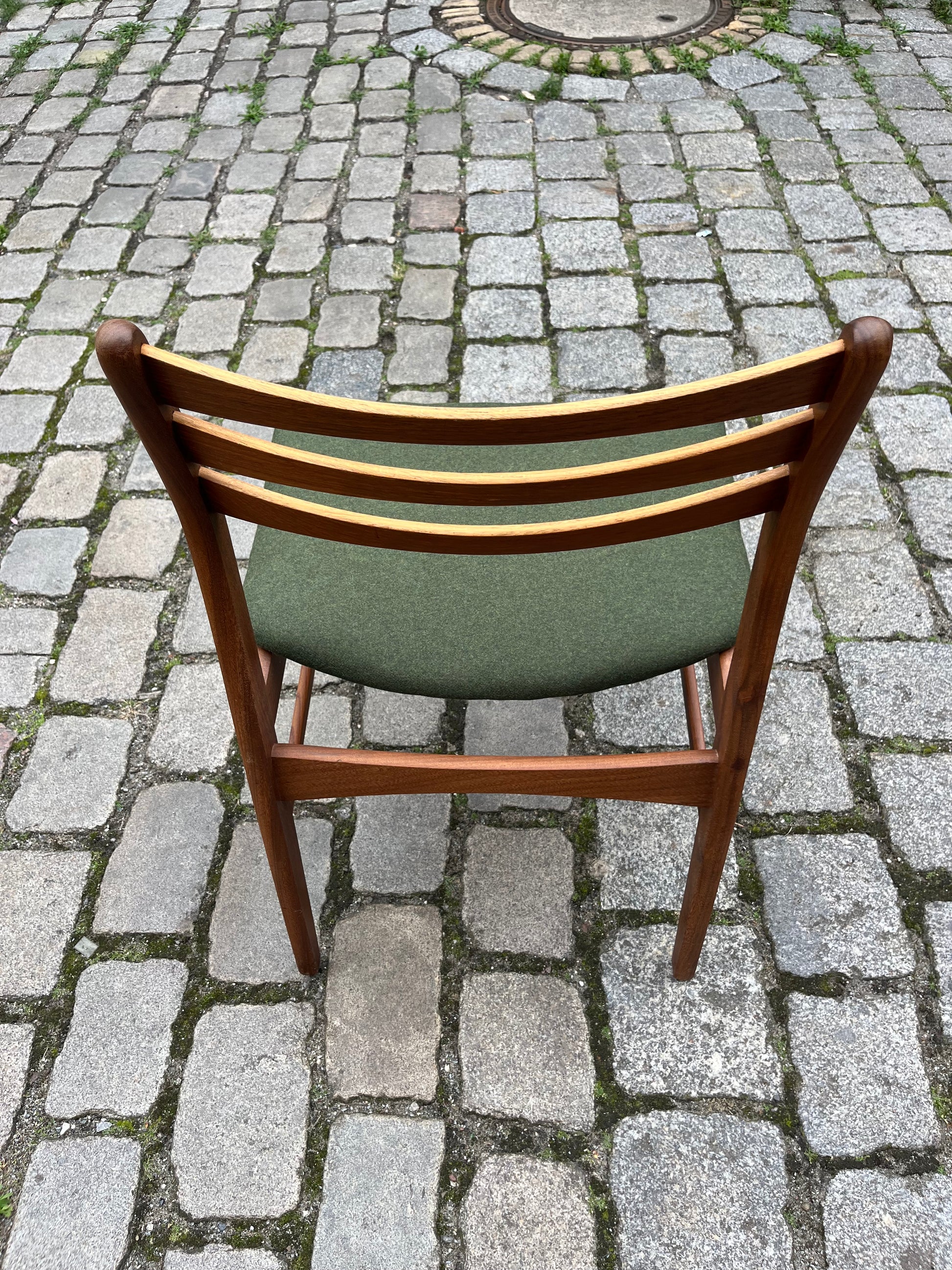Set: 6x Esszimmerstuhl grün Teak neu gepolstert