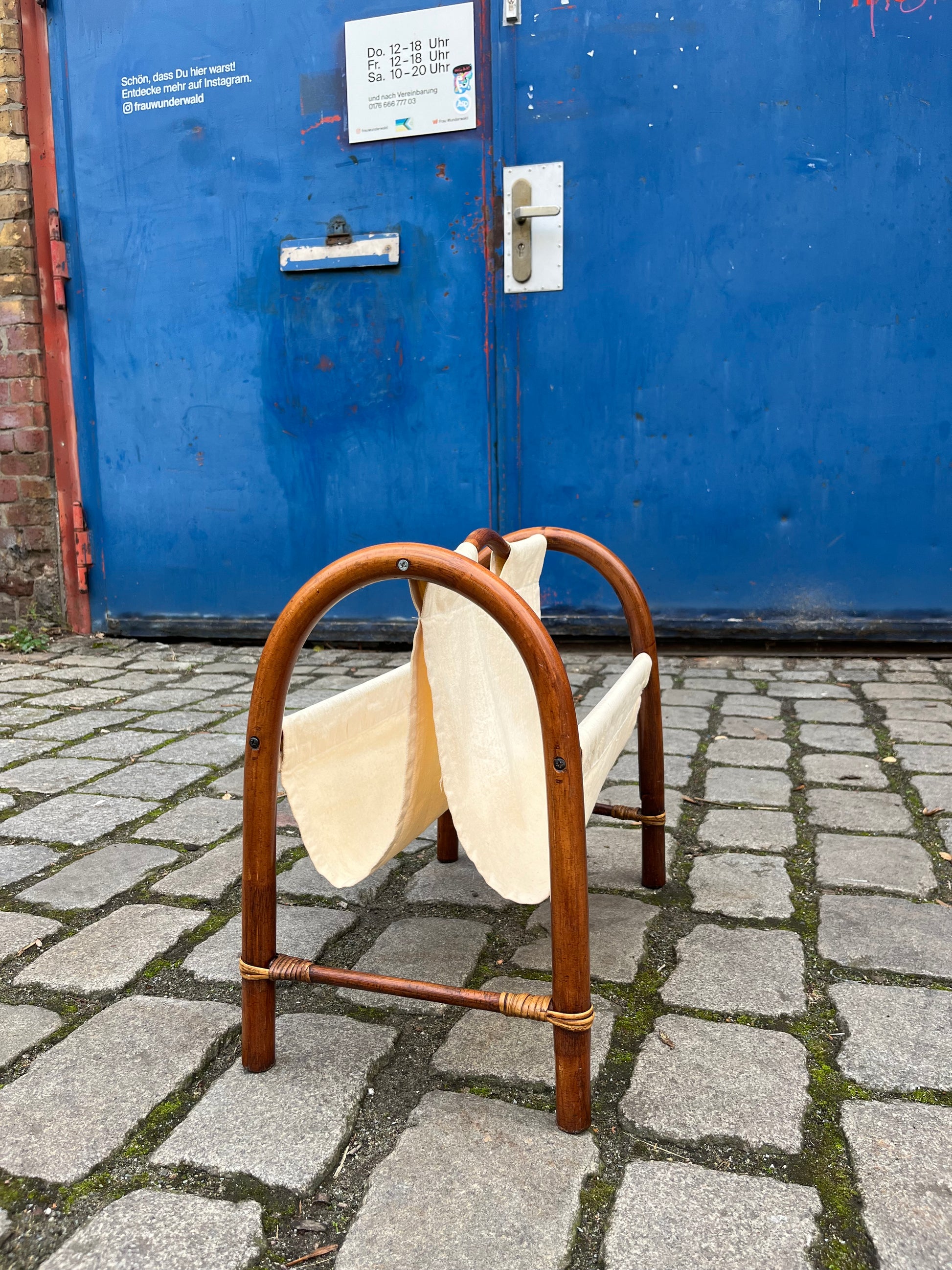 Zeitungsständer creme Bambus Webstoff