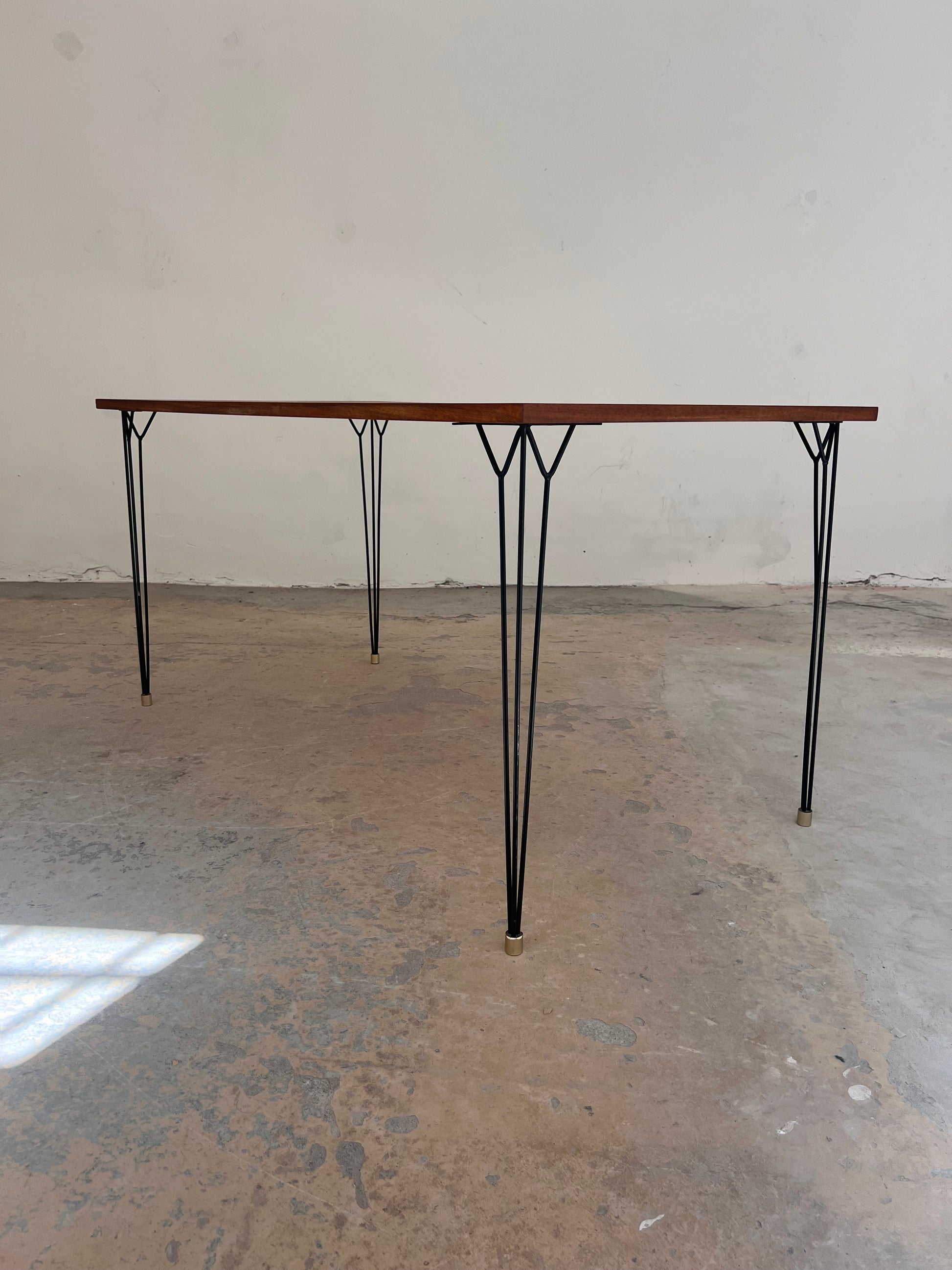 Esstisch Schreibtisch Teak mit original Hairpinlegs