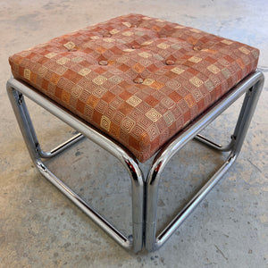 Hocker Chrom mit orange braunem Polster