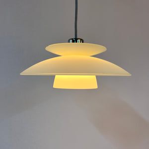 Lamellenlampe Milchglas Chrom aus Dänemark