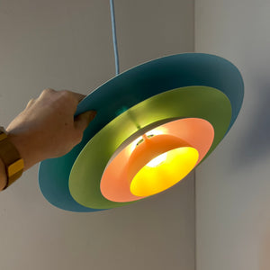 Lamellenlampe neu lackiert hellblau mint peach aus Dänemark lackiert