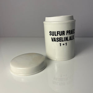 Apothekerdose Sulfur Praec. Vaselin. Alb. weiß Porzellan