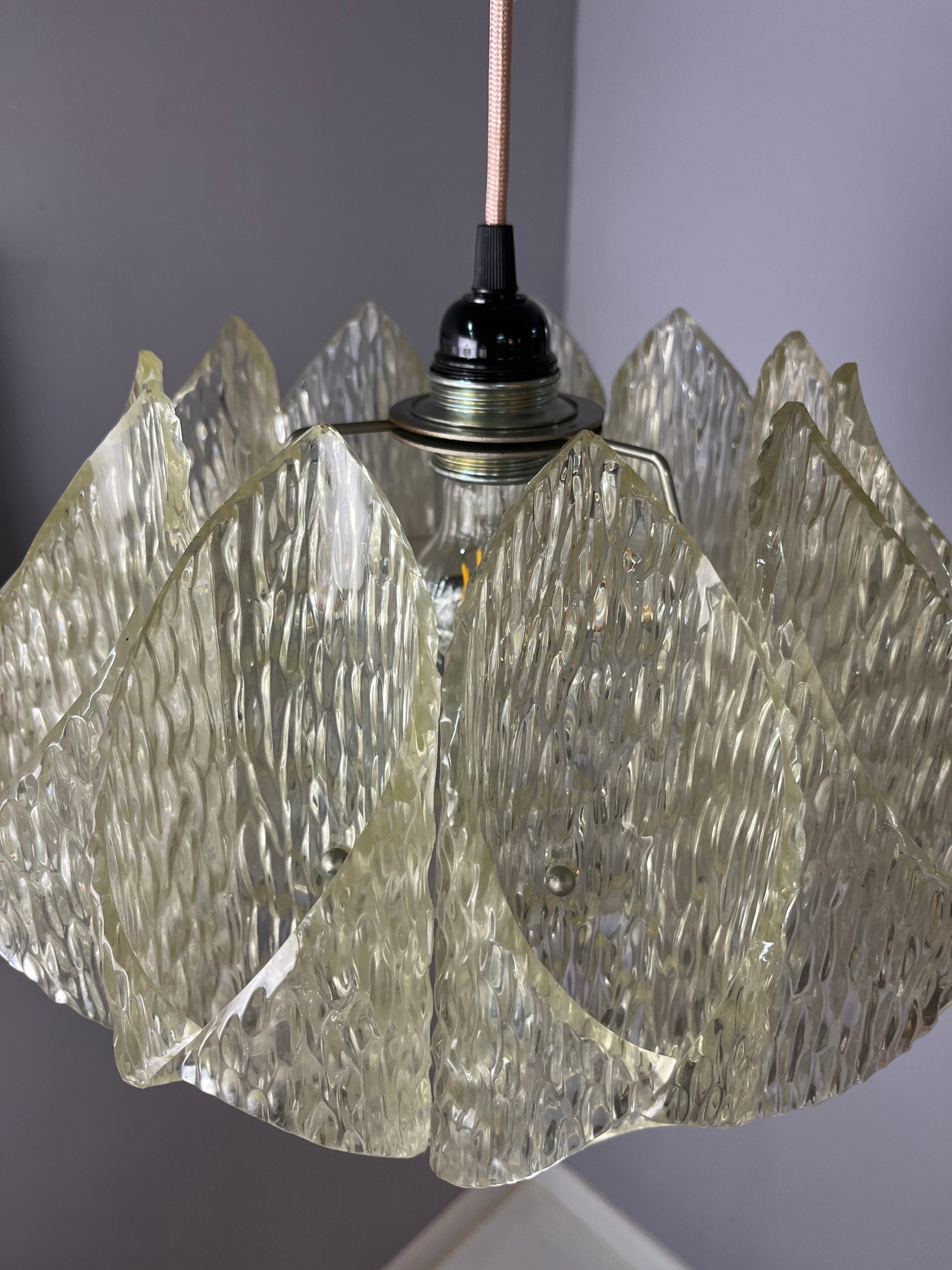 Hängelampe Lucite Eisglas von Marbach Leuchten