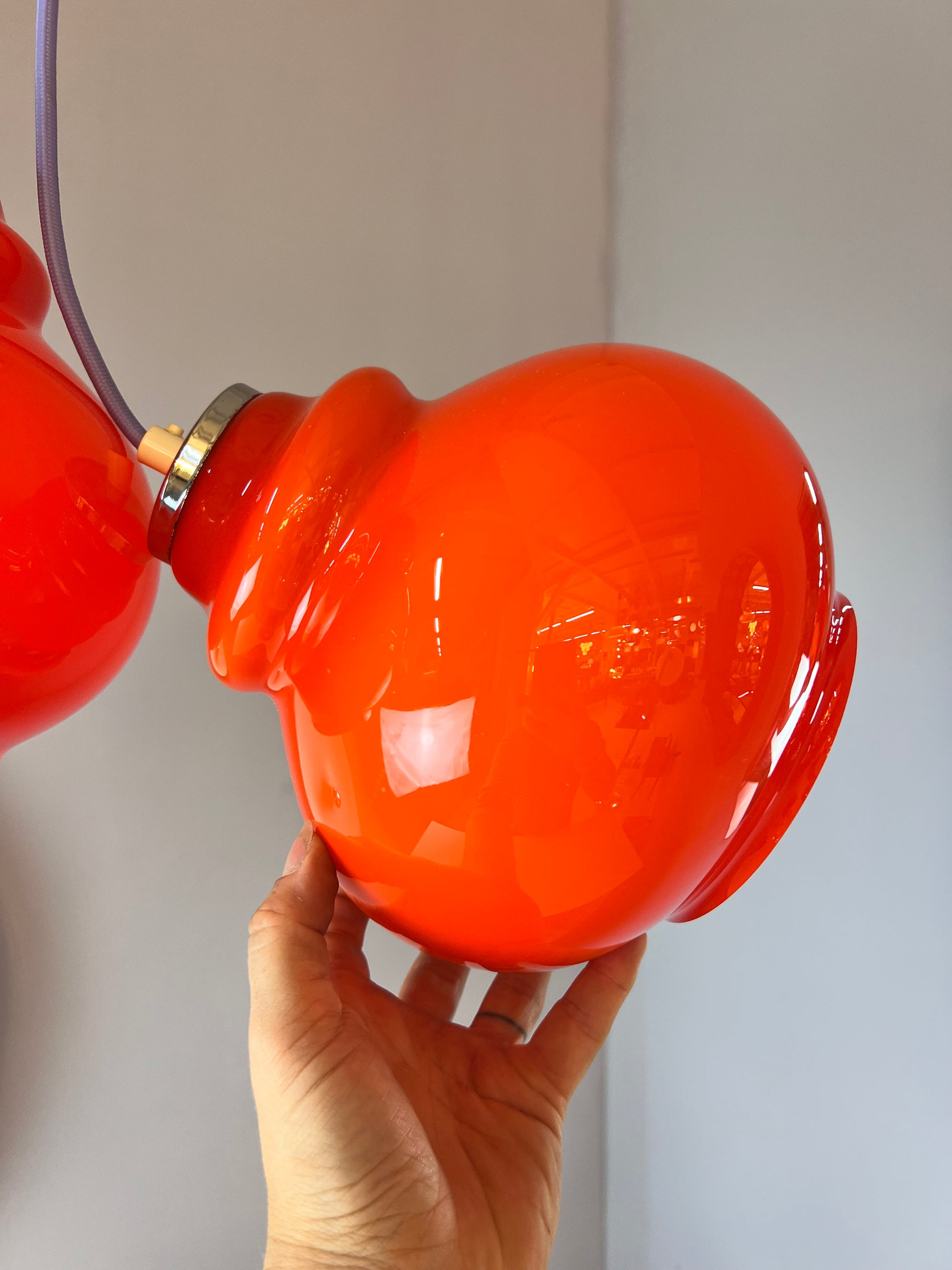 Hängelampe orange Glas aus Westddeutschland