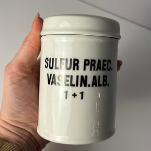 Apothekerdose Sulfur Praec. Vaselin. Alb. weiß Porzellan