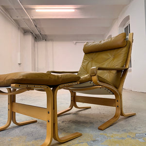 Set: Sessel Siesta mit Hocker Echtleder von Ingmar Relling für Westnofa