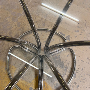 Runder Esstisch Rauchglas & Chrom von Gastone Rinaldi für Rima