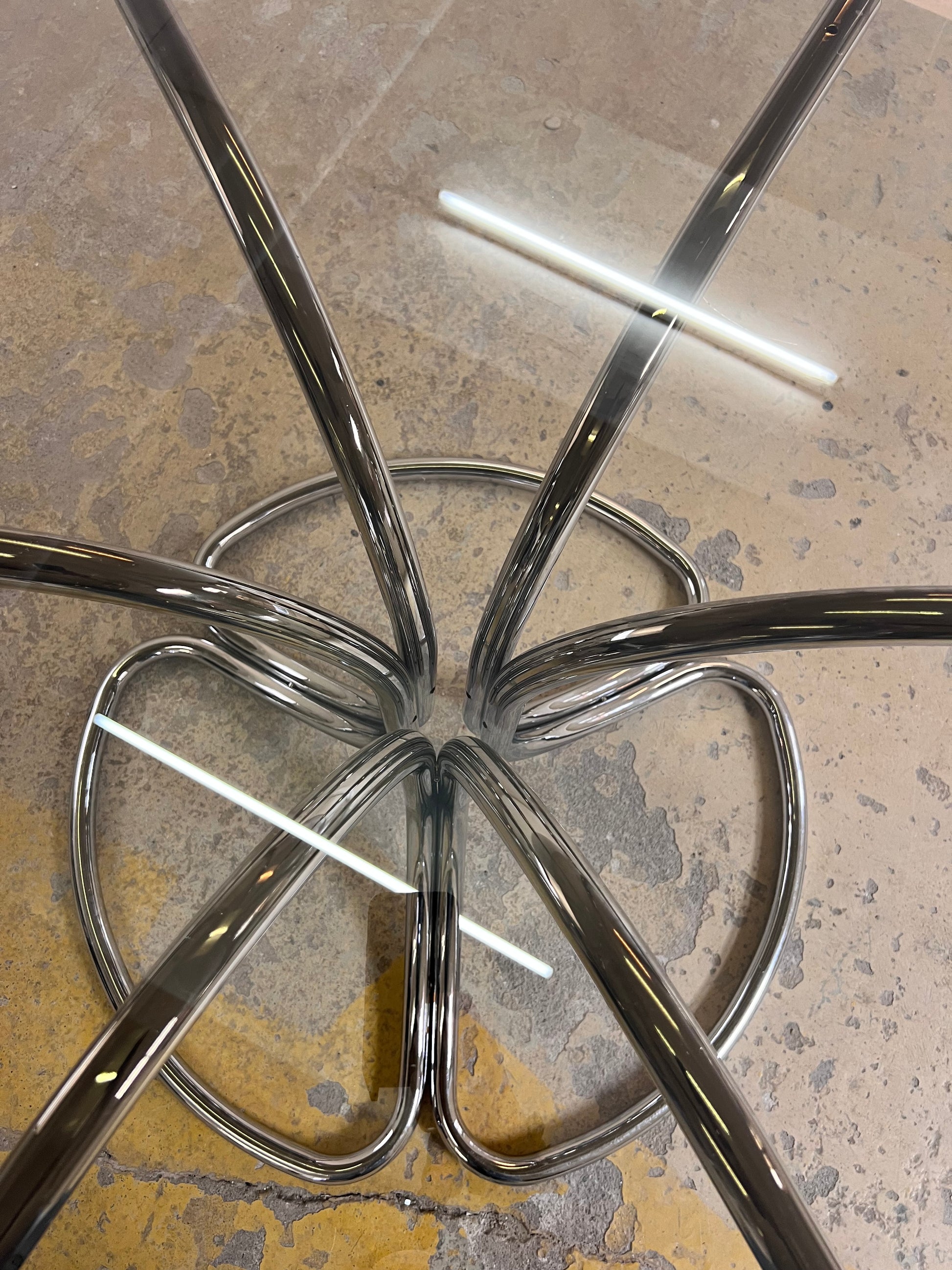 Runder Esstisch Rauchglas & Chrom von Gastone Rinaldi für Rima