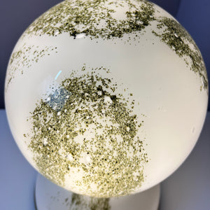 Tischlampe grün weiß Glas von Doria