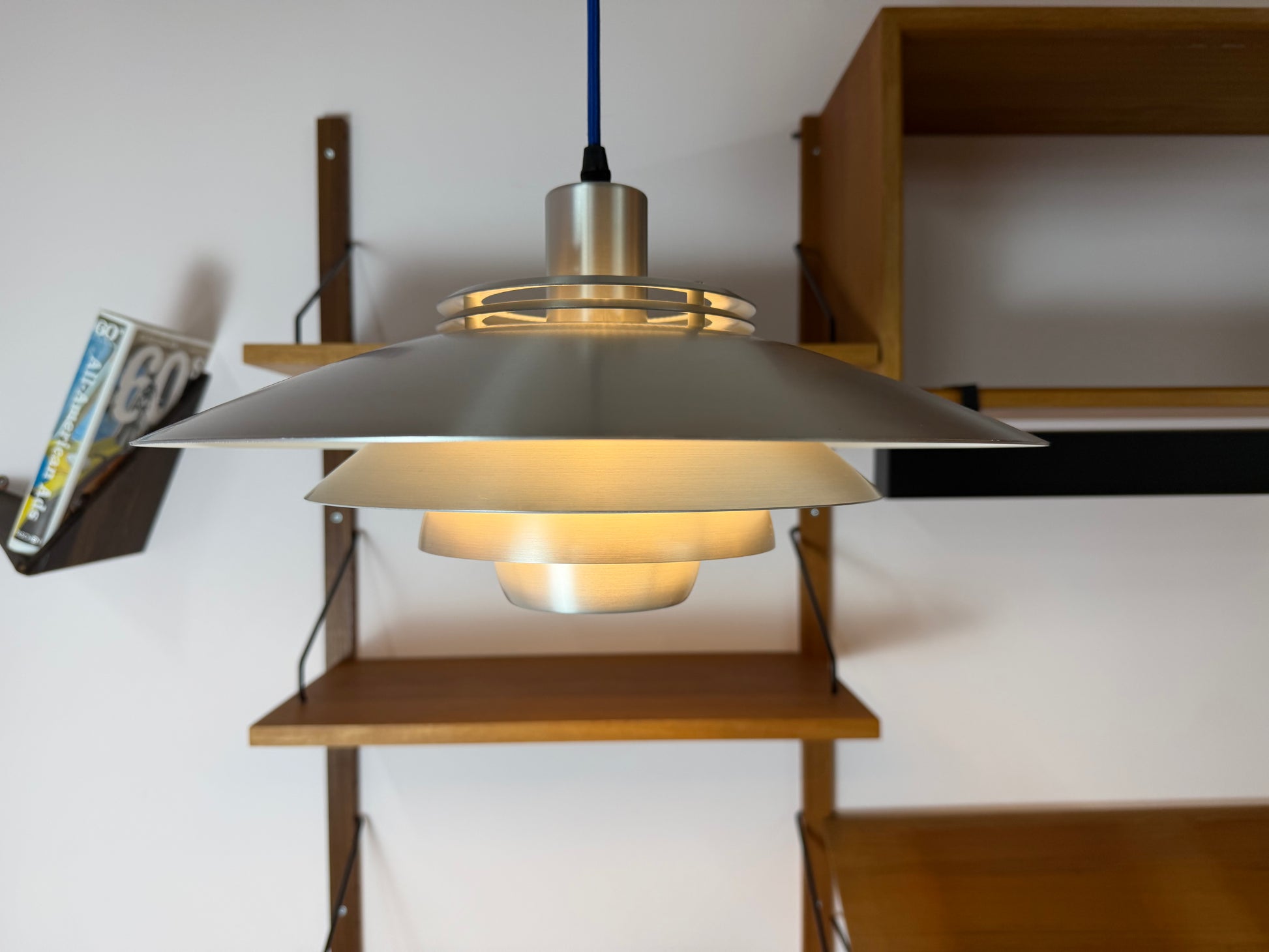 Lamellenlampe Modell Dania 2040 silber von Kurt Wiborg für JEKA