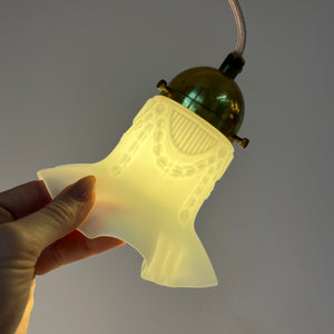 Blumenlampe Milchglas Messing aus Dänemark