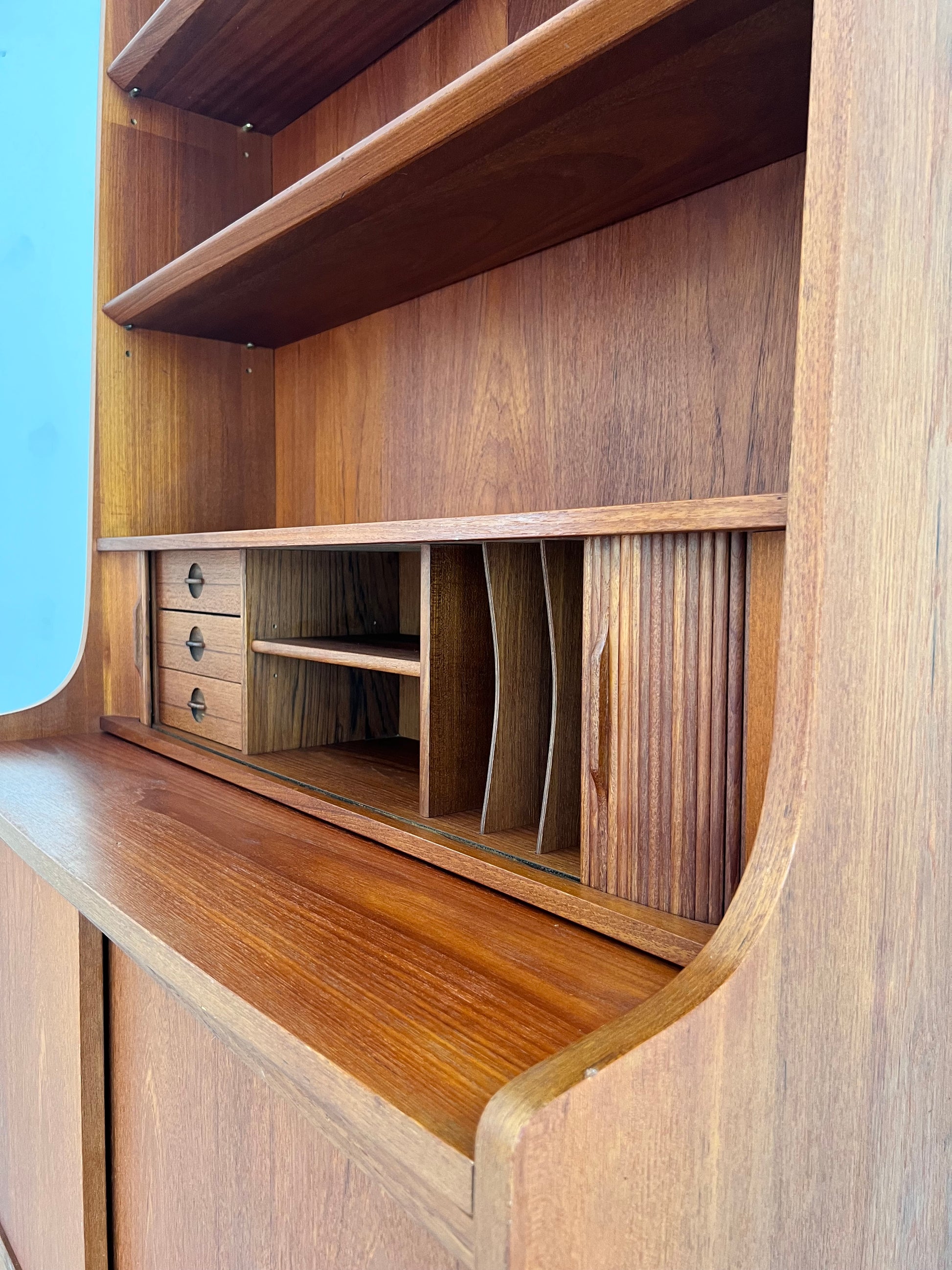 Bücherregal Teak mit Sekretär & Ausziehplatte von Johannes Sorth für Nexø
