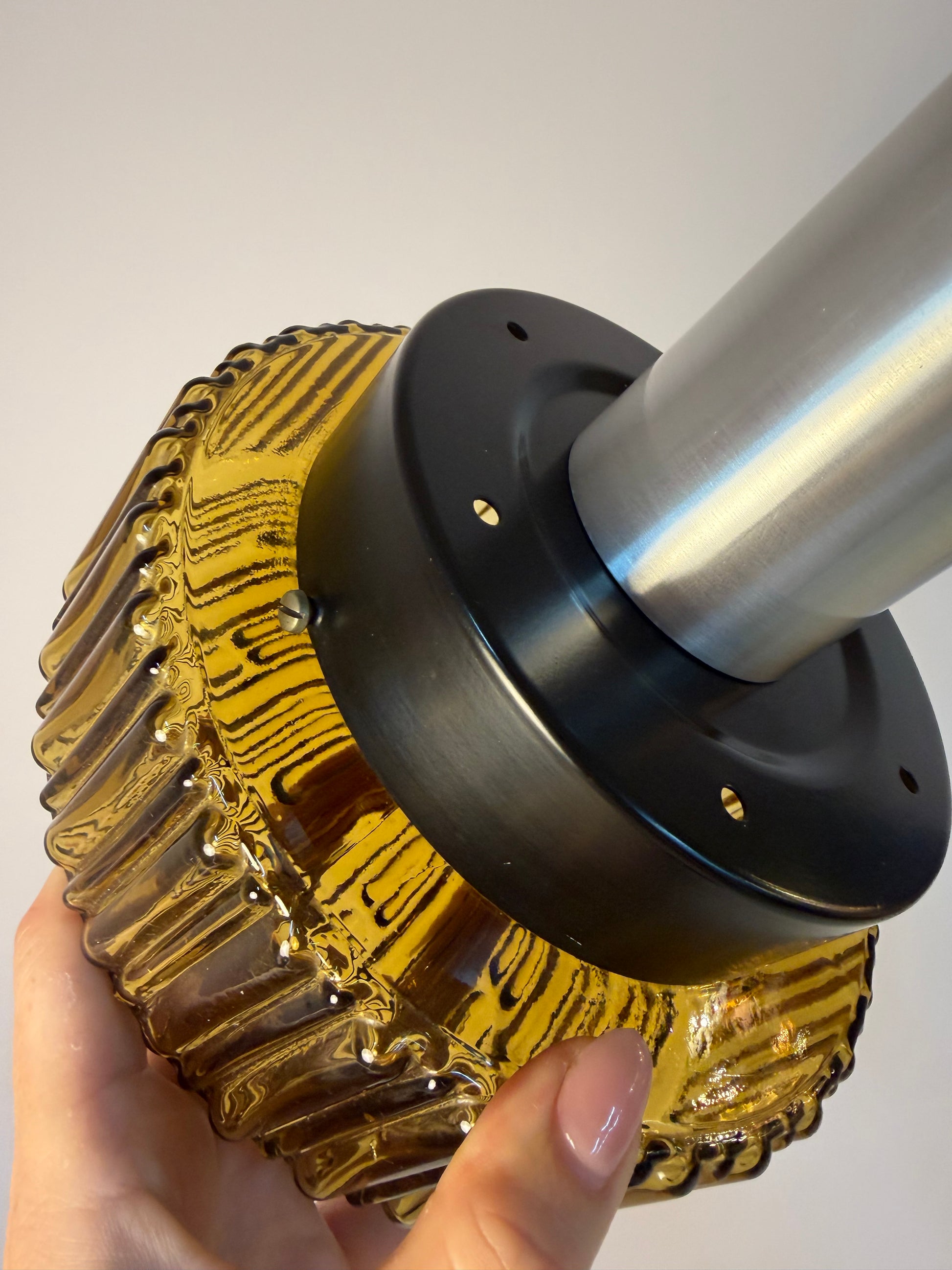 Hängelampe braun Glas Metall