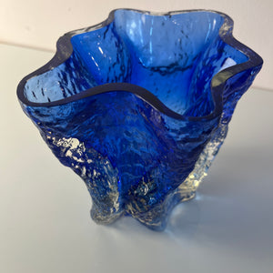 Vase blau Glas von Kai Blomqvist für Riihimaki / Riihimaen Lasi Oy