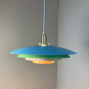Lamellenlampe neu lackiert hellblau mint peach aus Dänemark lackiert