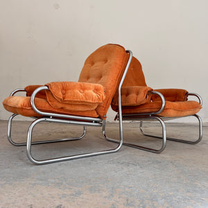 Sessel Halina orange Chrom von Hellerau
