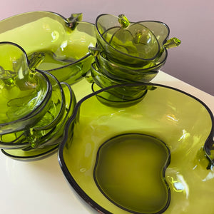 Set: 14x Schalen grüner Apfel Glas