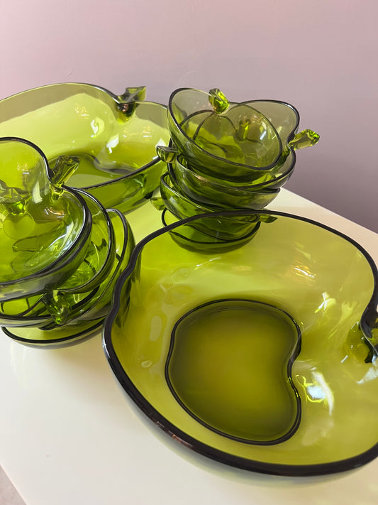 Set: 14x Schalen grüner Apfel Glas