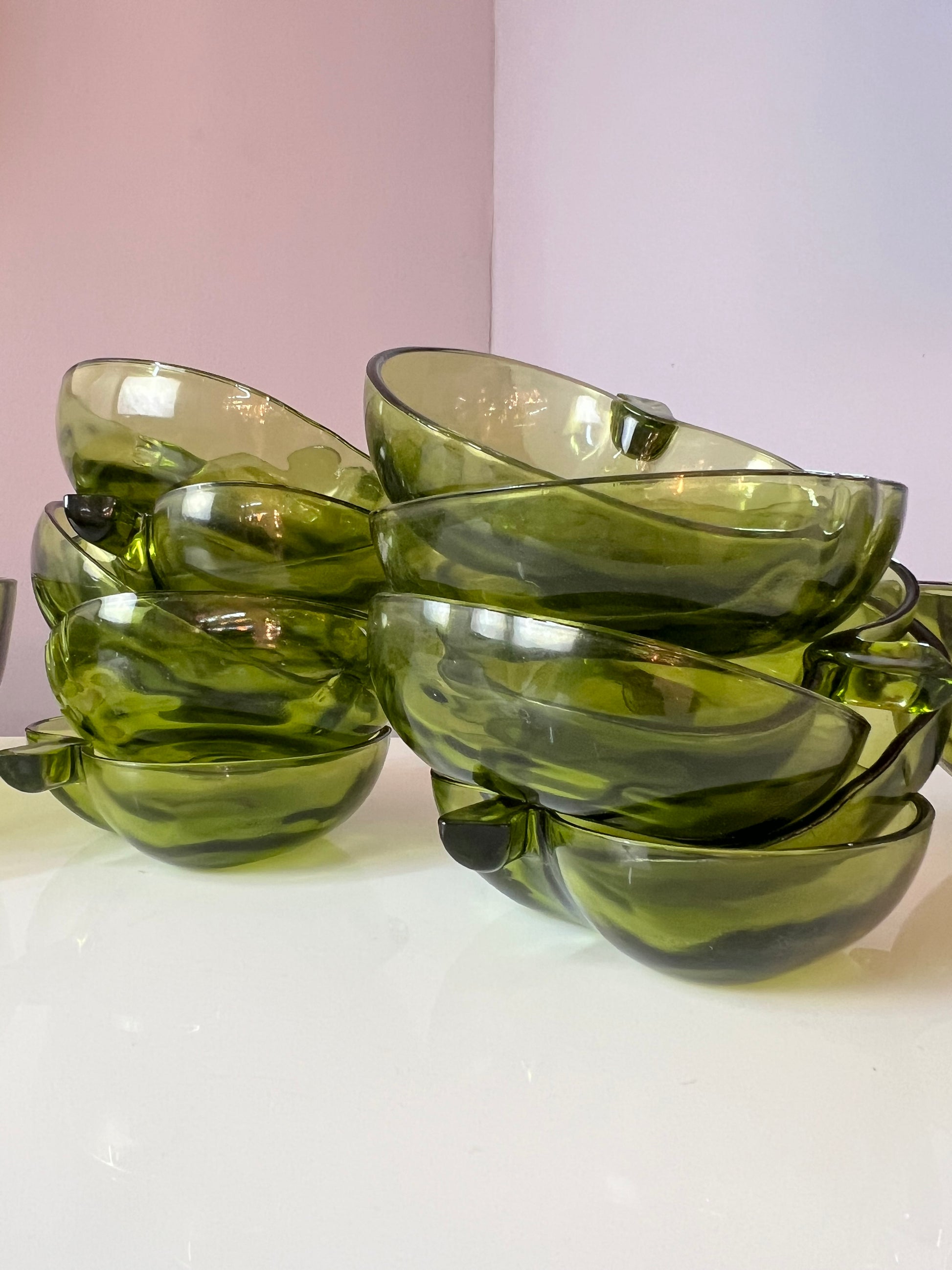 Set: 14x Schalen grüner Apfel Glas