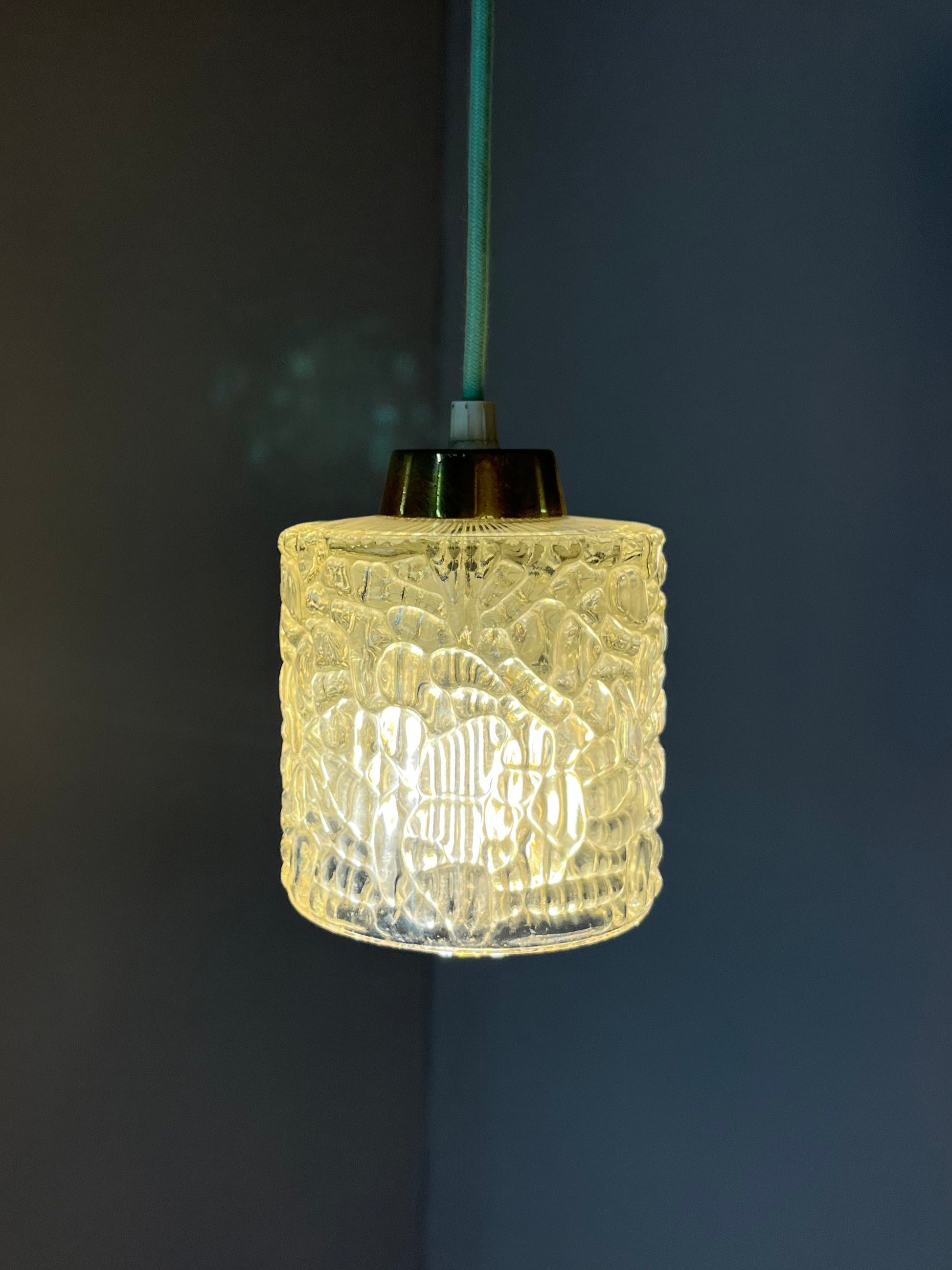 Hängelampe Glas Messing aus Dänemark