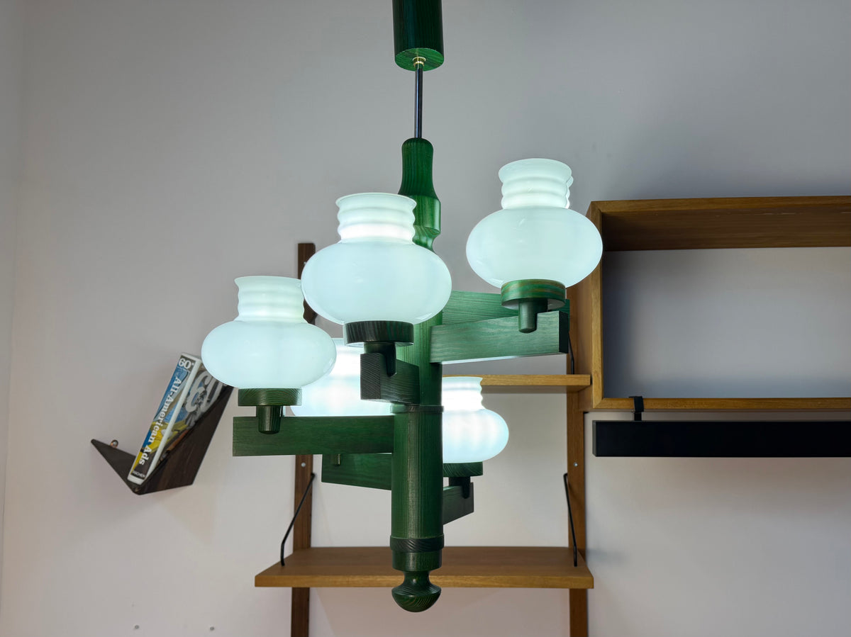 Kronleuchter grün Opalglas