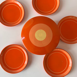Set: Untersetzer in Dose orange Metall