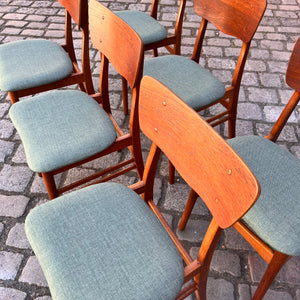 Set: 6x Esszimmerstuhl grau Teak neu gepolstert