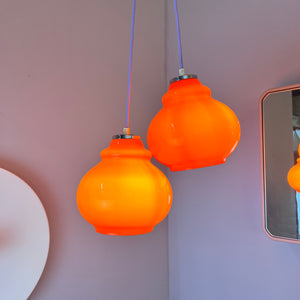 Hängelampe orange Glas aus Westddeutschland