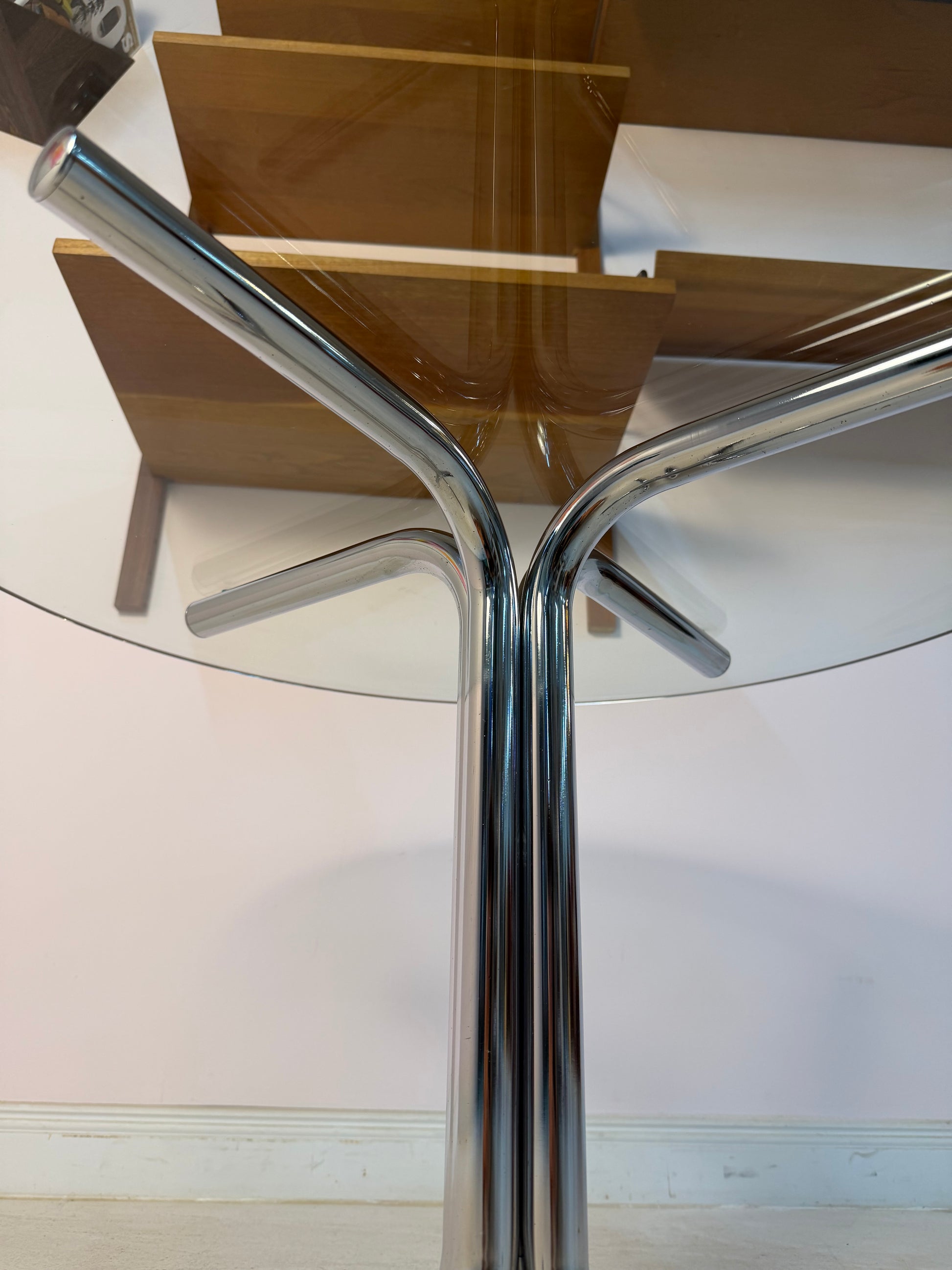 Runder Couchtisch Glas & Chrom