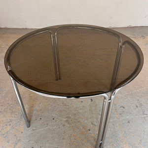 Runder Esstisch Chrom & getöntes Glas